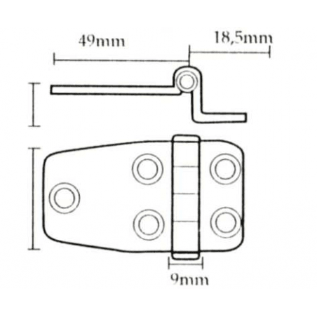 Gångjärn i rostfritt stål 49x18,5x37x10 - 2