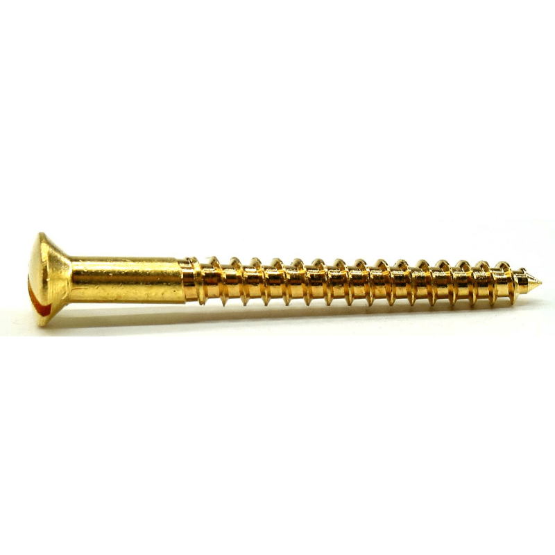 Messing træskrue linsehoved med lige kærv Din 95 LH - 1