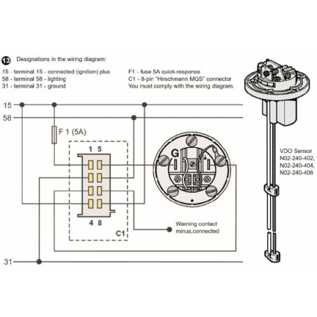 VDO Vattensensor 80-600mm 12-24V - 2
