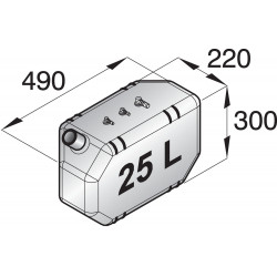 VETUS plastic diesel fuel tank 25 litre, incl. installation kit