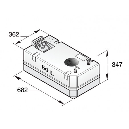VETUS diesel fuel tank incl. connections, 60 litre, for 10 mm hose
