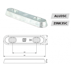 VETUS skroganode type 35 i zink eksklusiv monteringskit - 4