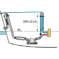 Antihævert m. 360° drejelig slangestuds, m. ventil, m. 2m. slange, 13 - 32 mm - 2