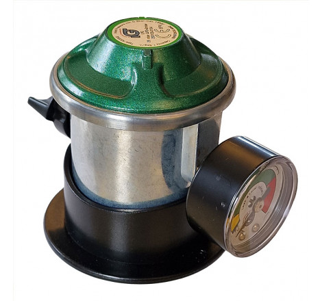 Gas regulator Jumbo click on med manometer og slangestuds - 2