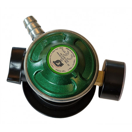 Gas regulator Jumbo click on med manometer og slangestuds - 4