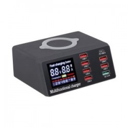 WLX X9 Pd + QC3.0869 8 Portlu Kablosuz USB Şarj Cihazı Siyah