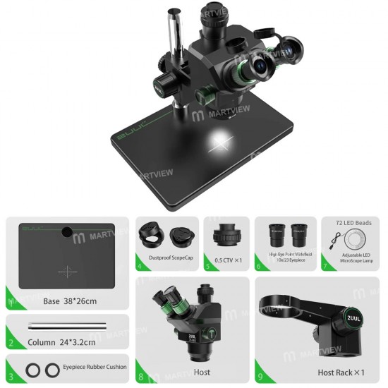 2uul MicroScope MC7060-A1 7-60X Senkron Zoomlu Trinoküler Mikroskop, PCB Mikro İşlemleri İçin