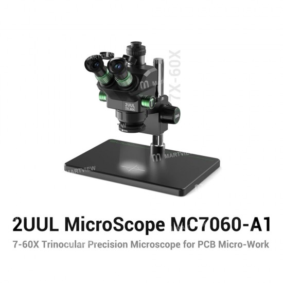 2uul MicroScope MC7060-A1 7-60X Senkron Zoomlu Trinoküler Mikroskop, PCB Mikro İşlemleri İçin