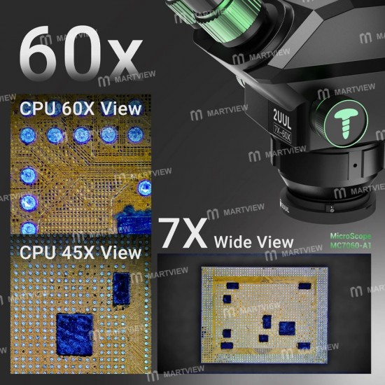 2uul MicroScope MC7060-A1 7-60X Senkron Zoomlu Trinoküler Mikroskop, PCB Mikro İşlemleri İçin