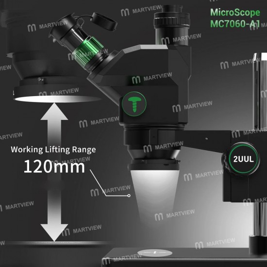 2uul MicroScope MC7060-A1 7-60X Senkron Zoomlu Trinoküler Mikroskop, PCB Mikro İşlemleri İçin