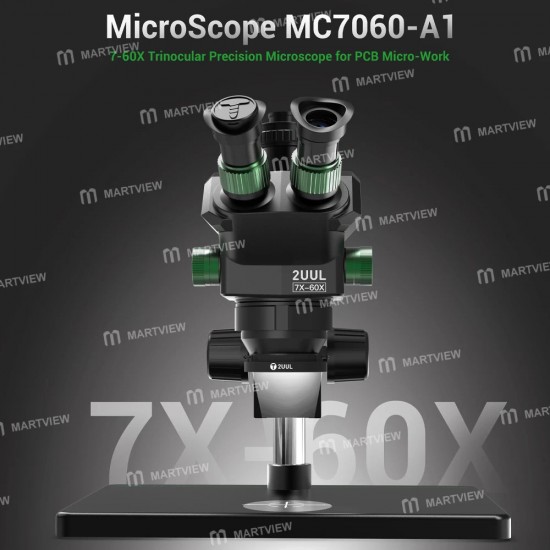 2uul MicroScope MC7060-A1 7-60X Senkron Zoomlu Trinoküler Mikroskop, PCB Mikro İşlemleri İçin