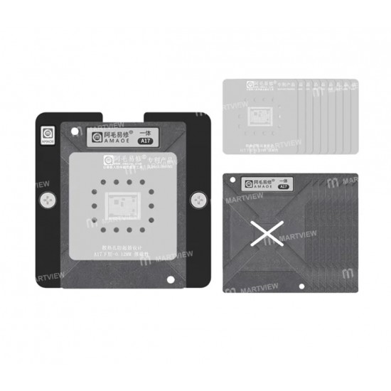 Amaoe 0.12mm Apple CPU BGA Reballing Şablon Platform Seti iPhone X-16PM / Apple A11-A18Pro CPU - Yarım Oyma Sürümü