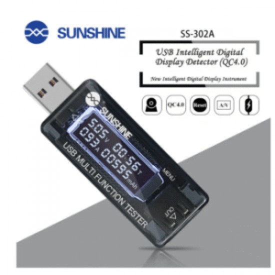 Sunshine USB Şarj Akım Voltaj Test Cihazı USB Arıza Tespit Cihazı SS-302A