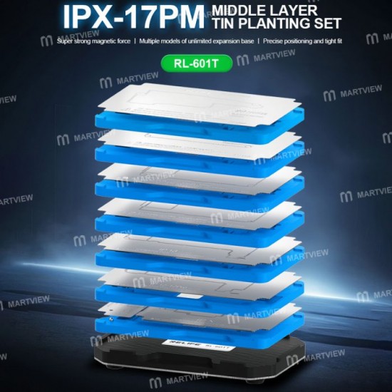 Relife RL-601T 31'i 1 arada Orta Katman Kalay Kaplama BGA Yeniden Lehimleme Platform Seti (iPhone X'ten 17 Pro Max'e kadar)