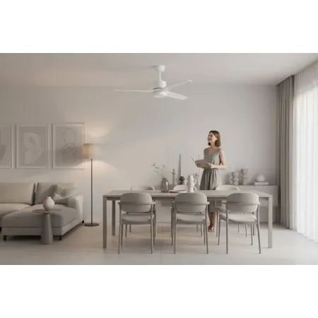 Ventilador Blanco-Madera Montiel Alda Iluminacion