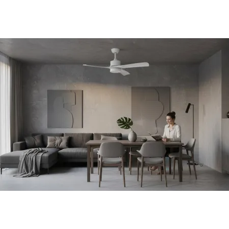 Ventilador Blanco-Madera Blanca Hellin Alda Iluminacion