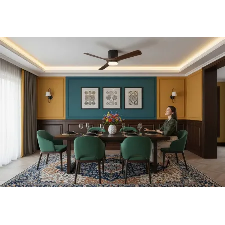 Ventilador Negro Nogal Paterna Alda Iluminacion