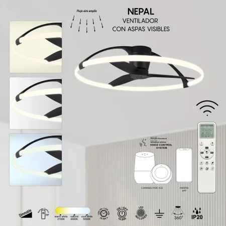 Ventilador Nepal Negro Alda Iluminacion