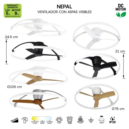 Ventilador Nepal Negro Alda Iluminacion