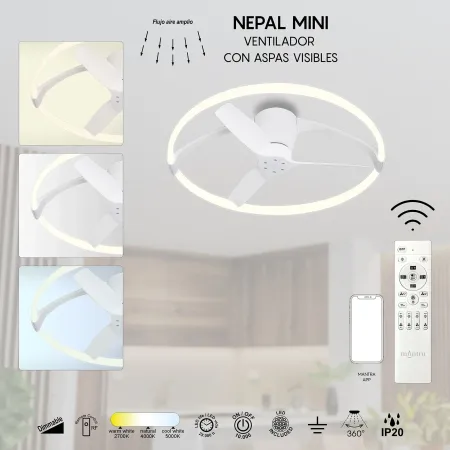 Ventilador Nepal Mini Blanco Alda Iluminacion