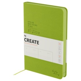 Ежедневник недатированный, А5, 136л., твердый переплет, кожзам, BG "Create. Lime", лаймовый, цветной срез