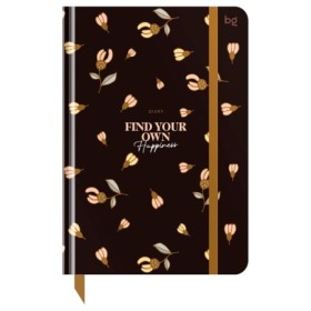 Ежедневник недатированный А5, 136л., 7БЦ BG "Flowery. Black", глянцевая ламинация, отд.фольгой