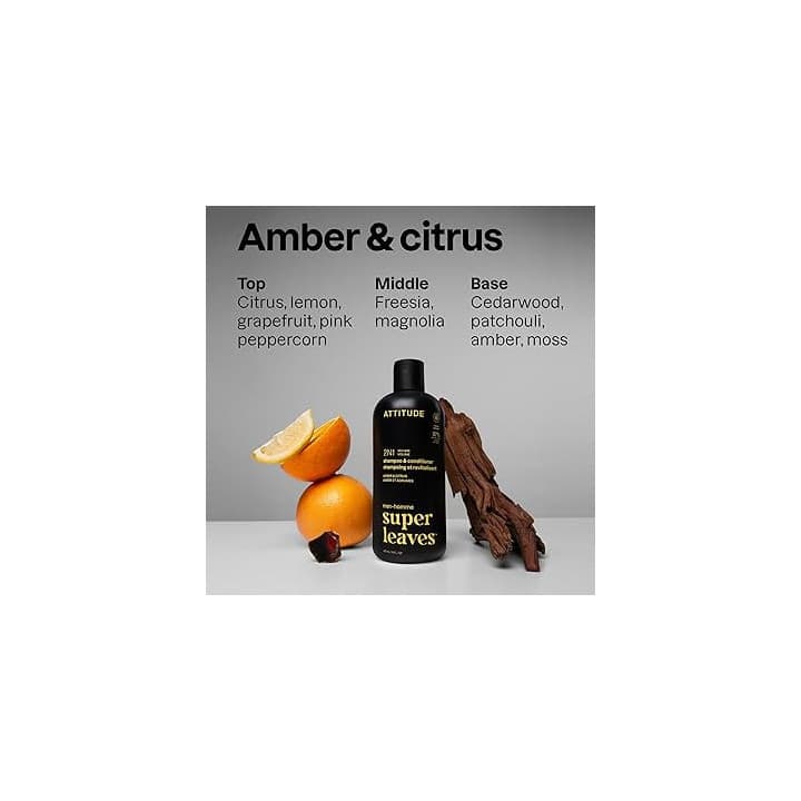 Ingredientes naturales del champú 2 en 1 Attitude: proteína de arroz y romero