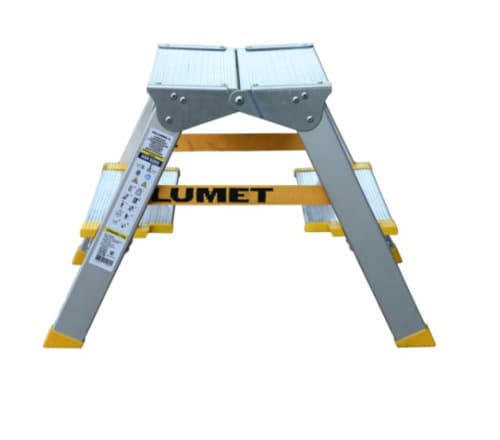 Стремянка Alumet двухсторонняя 2 ступени алюминиевая анодированная