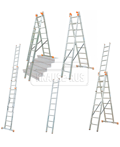 Трехсекционная лестница Krause Tribilo 3 х 8 ступеней с функцией лестничных пролетов