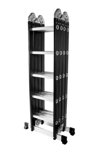 Лестница шарнирная трансформер Техпром 4x5 ступени ЧЕРНАЯ