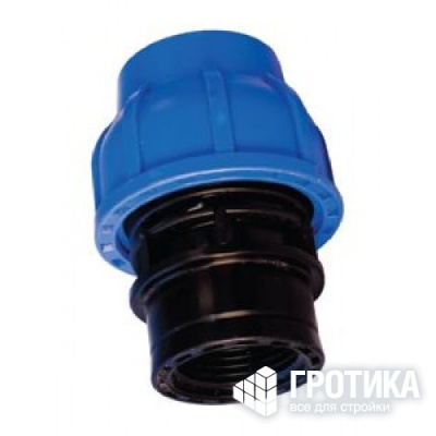 Муфта обжимная ПЭ для труб ПНД внутренняя резьба d 20mm*1/2