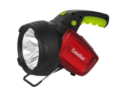 Аккумуляторный фонарь Камелион LED56334 карбон, 3W CREE+12LED+12redLED, 5В 4А-ч, пластик, коробка