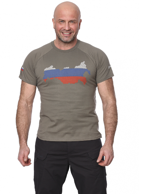 Футболка "Russia"(Россия) (хлопок, серый)  (M/48)