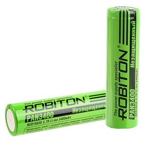 Аккумулятор Robiton 18650 3400mAh PAN3400 без защиты PK1 18*65, 12386
