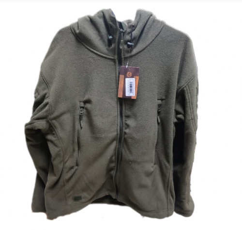 Кофта флисовая олива с капюшоном 3XL