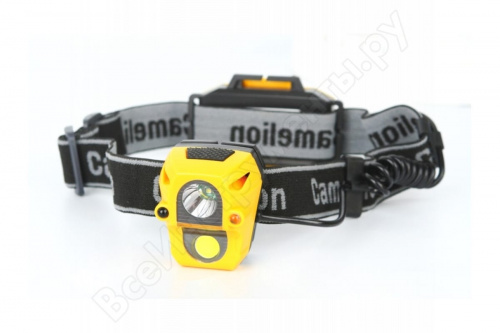 Фонарь налобный Камелион LED 5376 COB, сенсор, 6 реж, 3XLR03 в компл, пласт, откр. блист