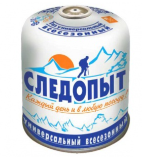 Газ для портат. плит "СЛЕДОПЫТ", металл.балон, 450гр резьб. (всесезонный)