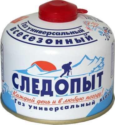 Газ для портат. плит"СЛЕДОПЫТ", металл. балон, 230гр резьб.(всесезонный)/12