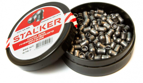 Пульки СТАЛКЕР Energetic Pellets, калибр 4,5мм., вес 0,75г. (250 шт./бан.) 									