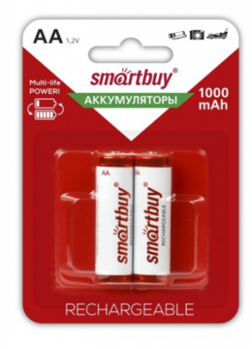 Ак-р Smartbuy аккумулятор АА/R6 Ni-Mh 1000 mAh (24/240) SBBR-2A02BL 1000 (2 шт)