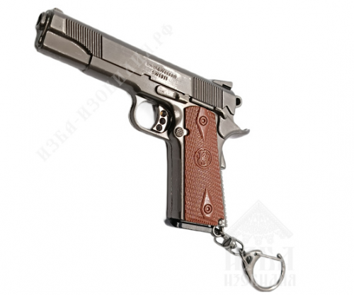 Макет-брелок Пистолет P1911, работает спусковой крючок, вынимается магазин, 100мм, с кабурой.