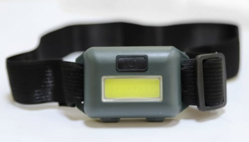 Фонарь налобный LED5356 (3хR03) COB 49lm черный пластик, до 15м , 2 реж