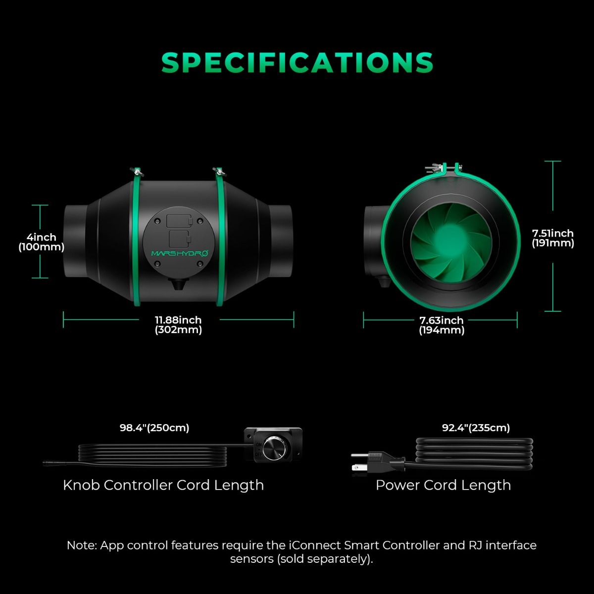 канальный вентилятор mars hydro ifresh 4-inch 350м3/ч 