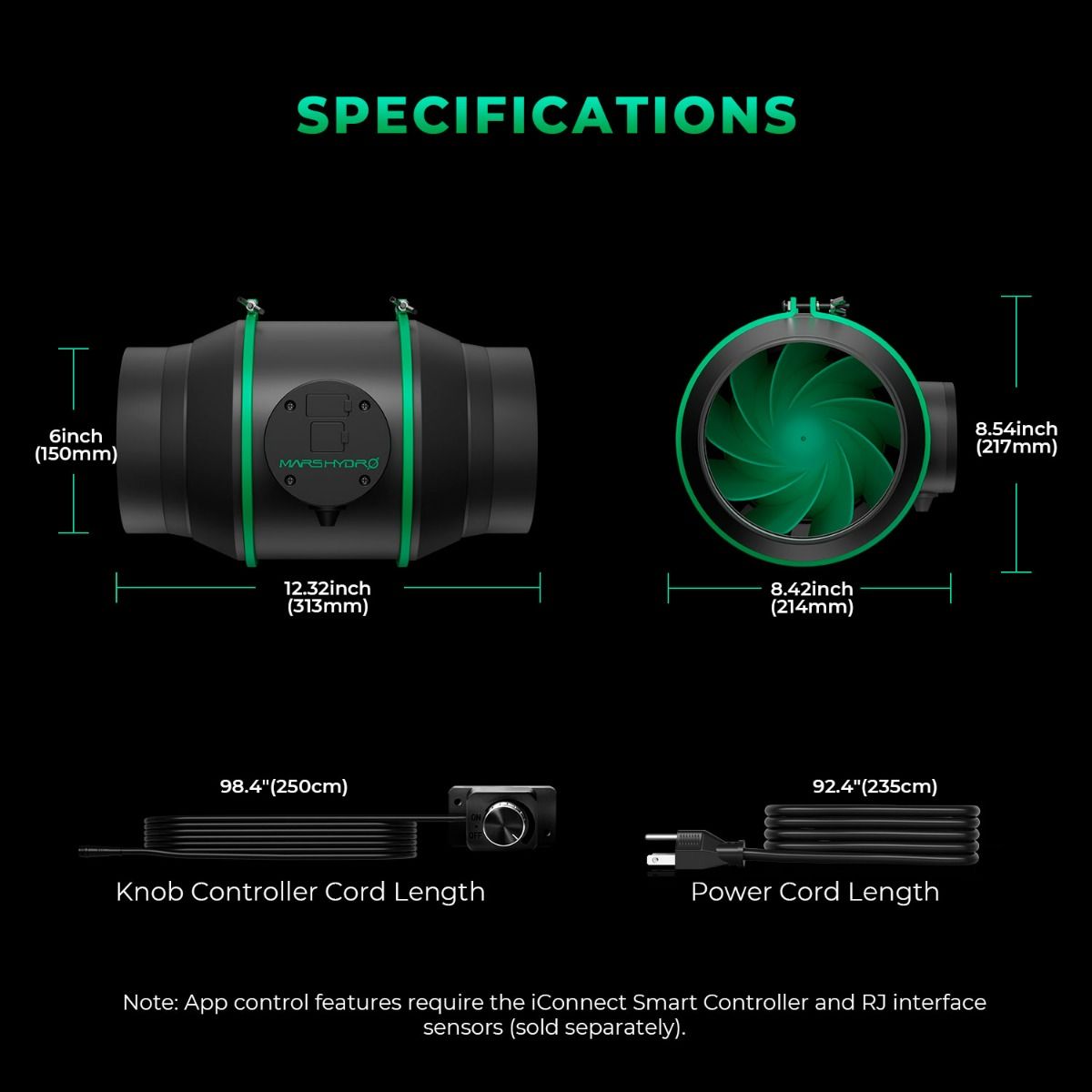 канальный вентилятор mars hydro ifresh 6-inch 680м3/ч 