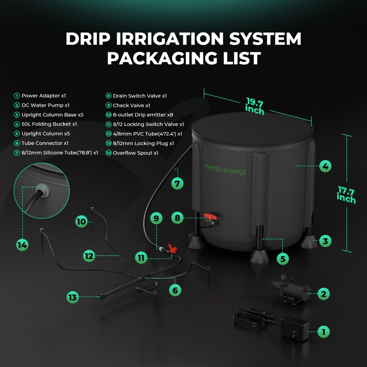 капельный полив mars hydro drip irrigation kits 
