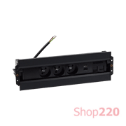 Блок розеток спиннер 3x220В + 2xUSB A+C + 2xKeystone для RJ45, черный, S486 Simon
