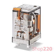 Реле; 2CO; 10A; 12В DC; AgNi; универсальное; блок.кн.тест + мех.индикатор + LED (+A1) + диод (+A1); розетка S94; RT I