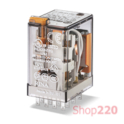 Реле; 4CO; 7A; 12В DC; AgCdO; универсальное; LED (+A1) + диод (+A1); розетка S94; RT I