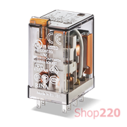 Реле; 2CO; 10A; 60В DC; AgNi; универсальное; блок.кн.тест + LED (+A1 & +A2); розетка S94; RT I
