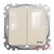Выключатель 2-клавишный влагозащищенный IP44, бежевый, Sedna Design